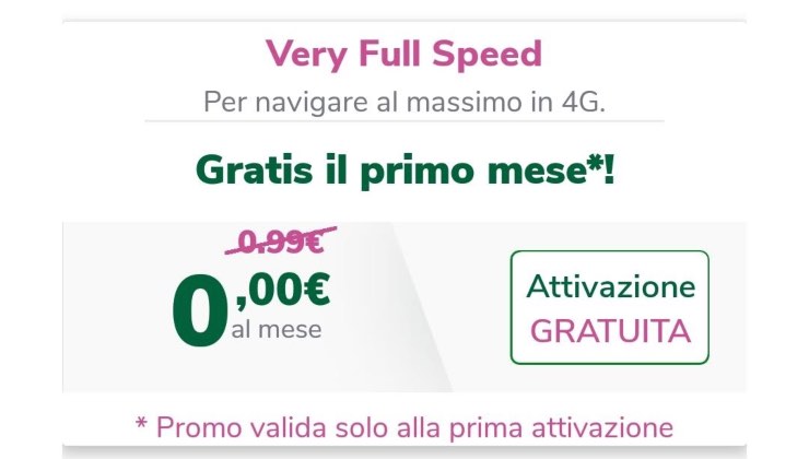 I dettagli sul funzionamento dell'opzione Very Full Speed di Very Mobile