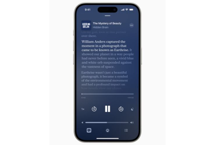 Trascrizione live di un podcast Apple