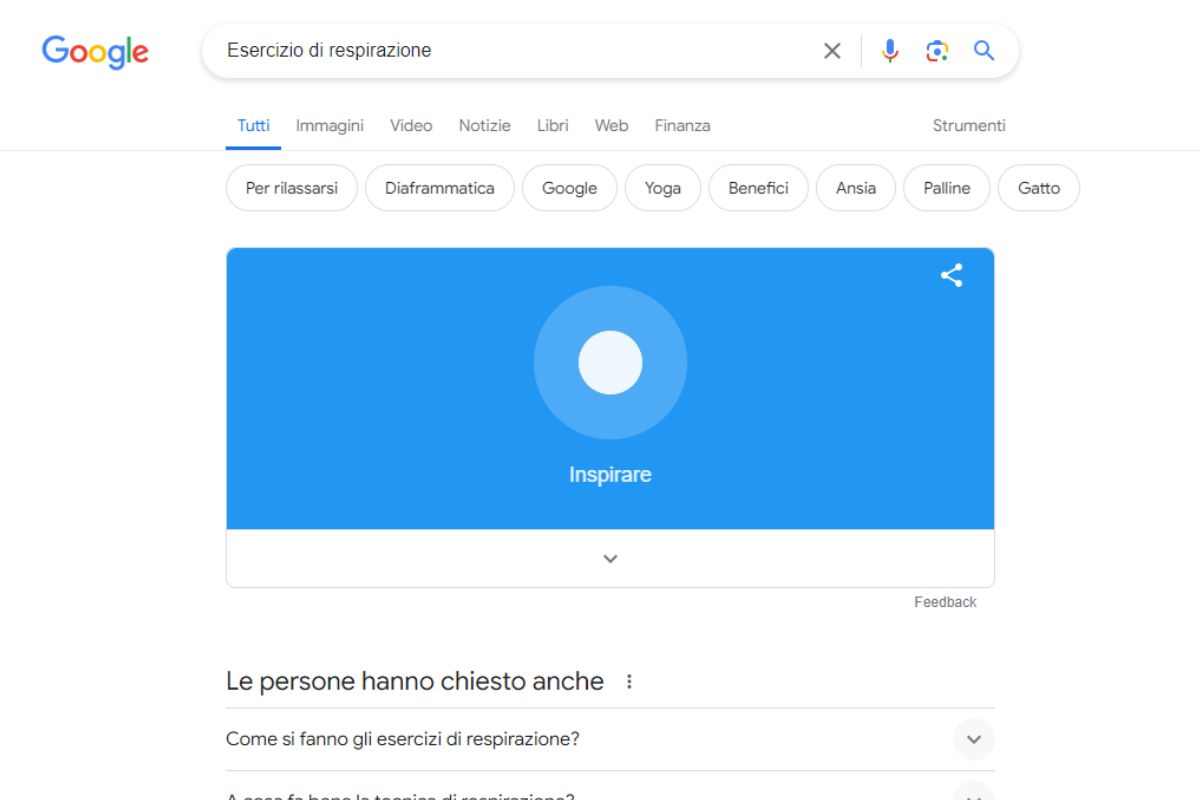 Uno degli Easter Egg di Google per respirare con calma