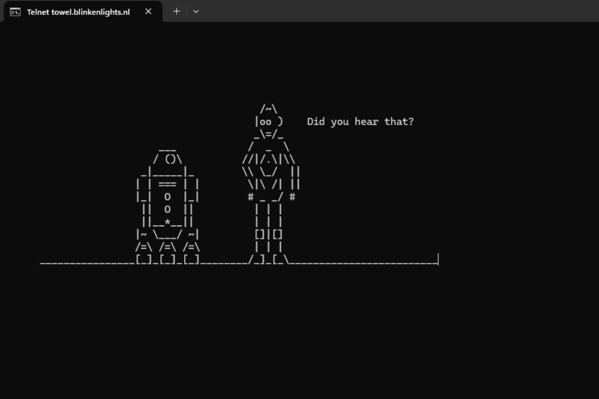 Un frame del "film" in versione ASCII